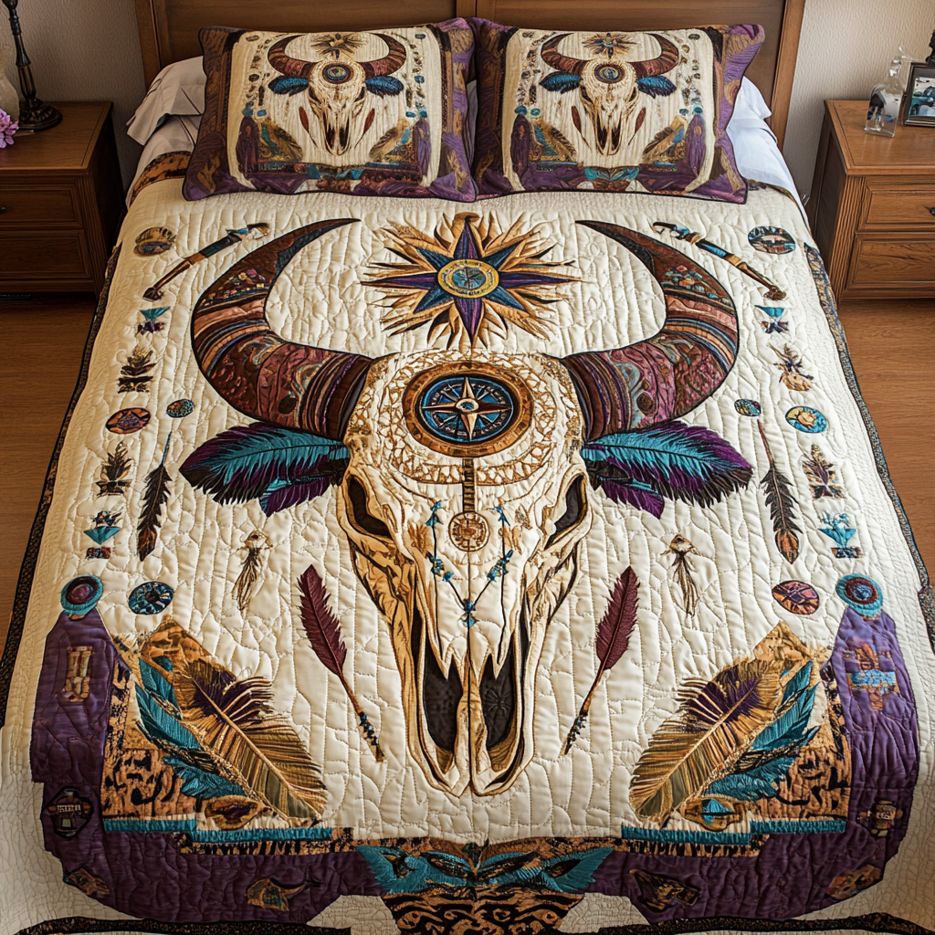Frontier Nights 3-Piece Quilted Bedding Set NCU0NVH011