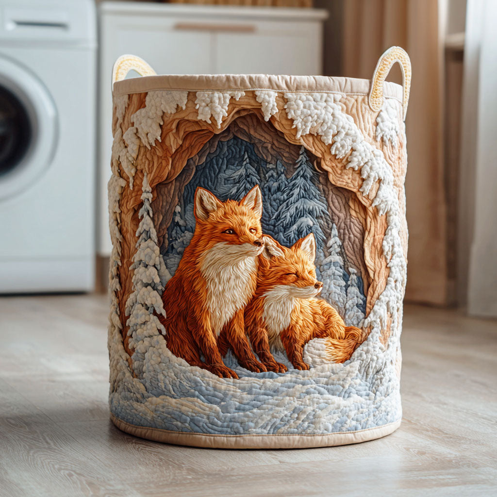 Frost Cave Fox Quilted Laundry Basket NCU0NTD426
