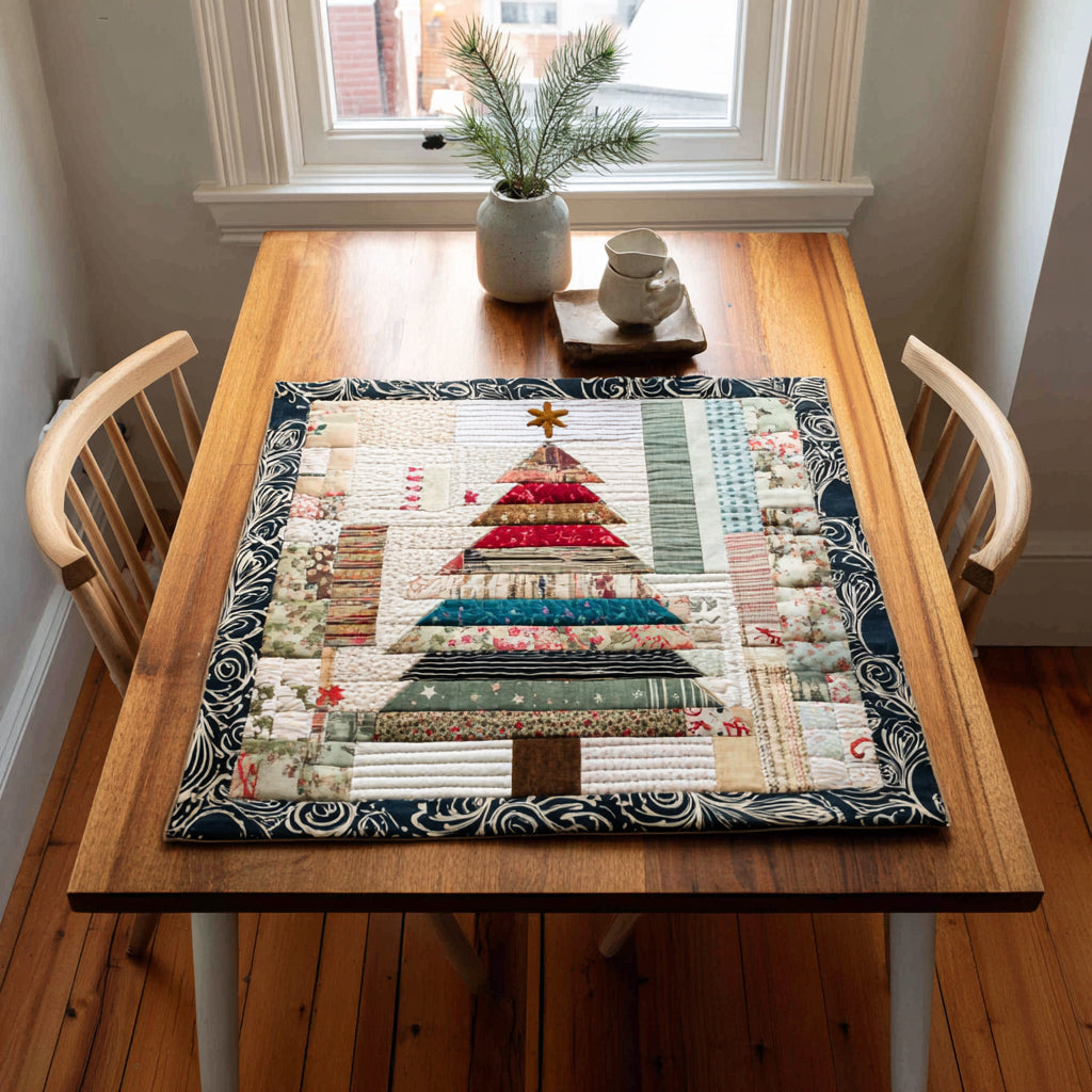 Frosted Christmas Tree Quilted Table Topper NCU0HNH159