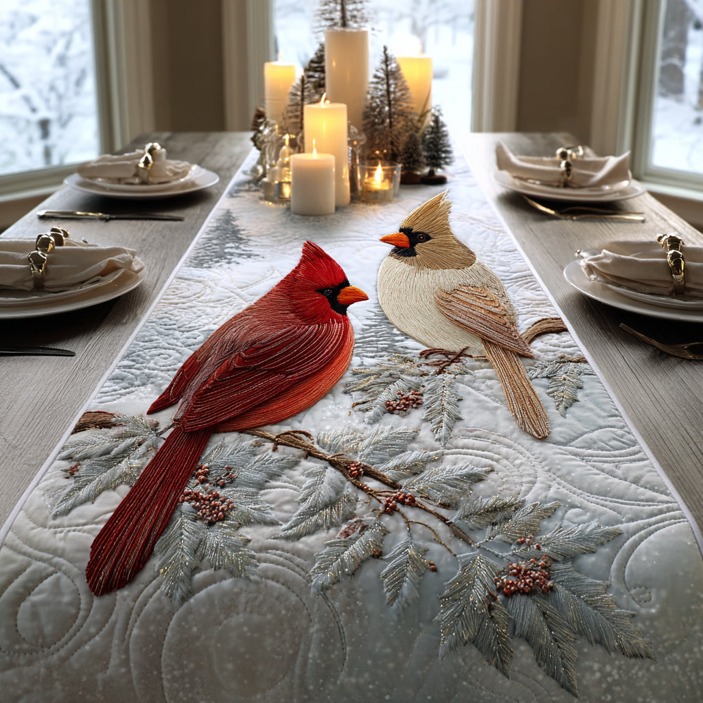 Frosted Harmony Quilted Table Runner NCU0DV1178