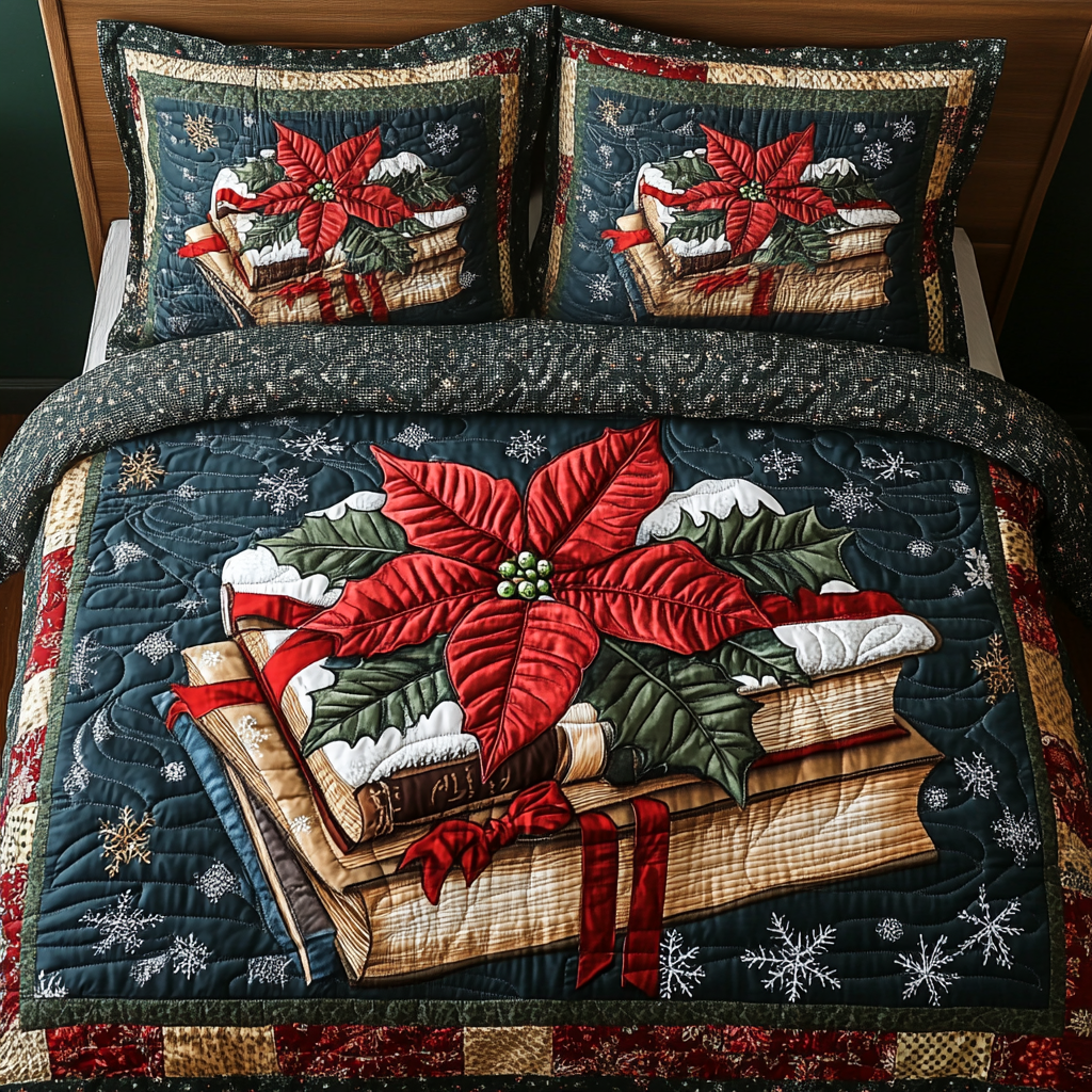 Frosted Literary Dreams 3-Piece Quilted Bedding Set NCU0TL2086