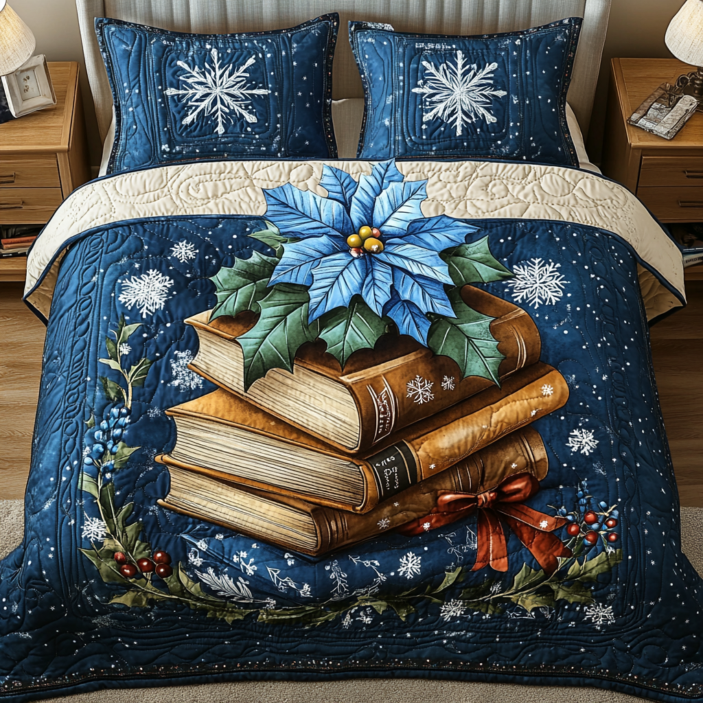Frosted Reading Tales 3-Piece Quilted Bedding Set NCU0TL2092