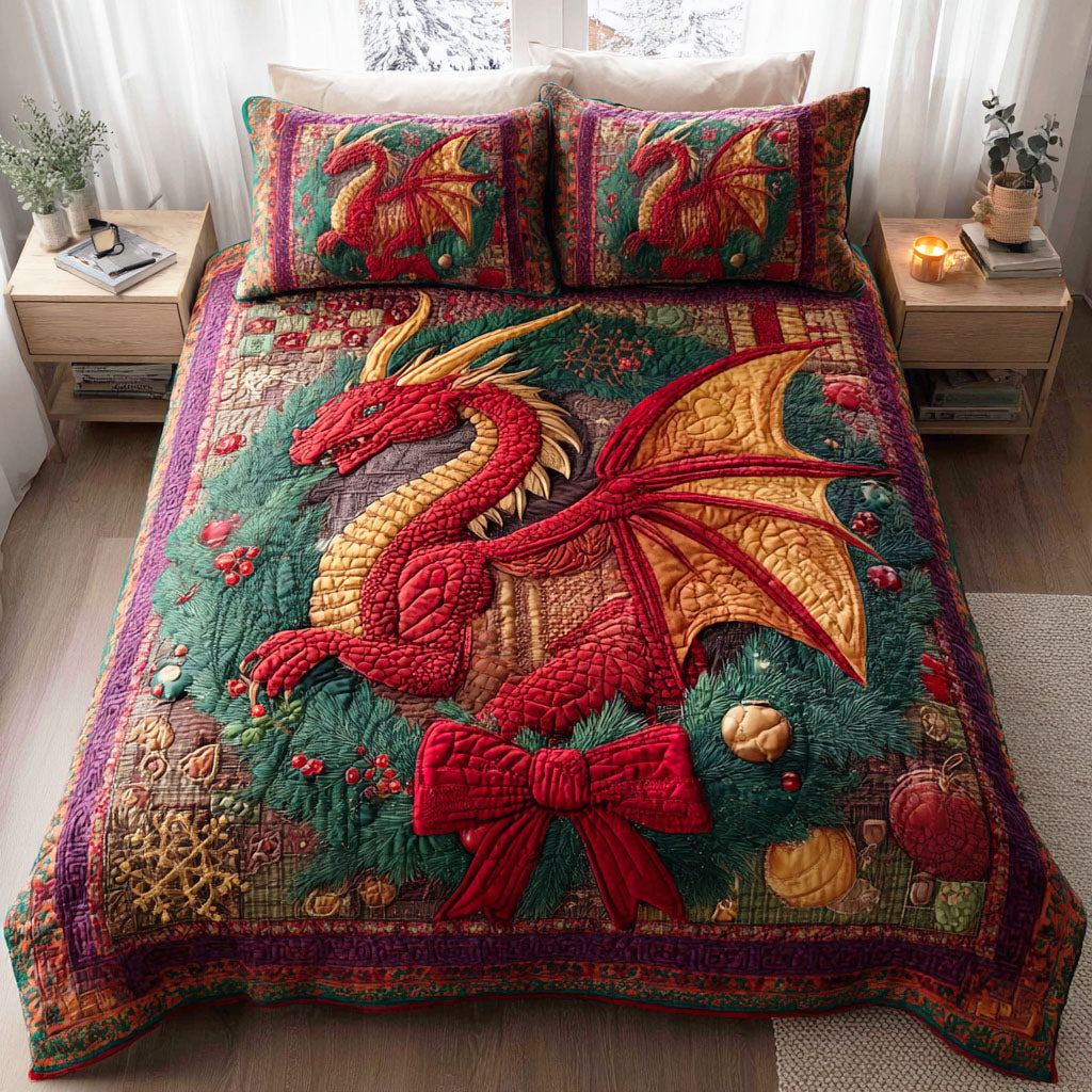 Frostfire Dragon 3-Piece Quilted Bedding Set NCU0NTD545