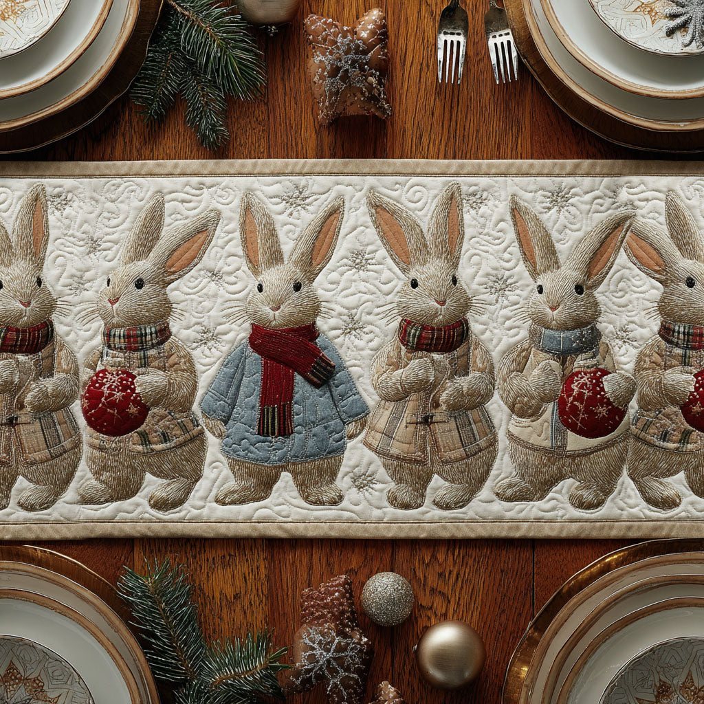 Frosty Bunny Quilted Table Runner NCU0PTT1395