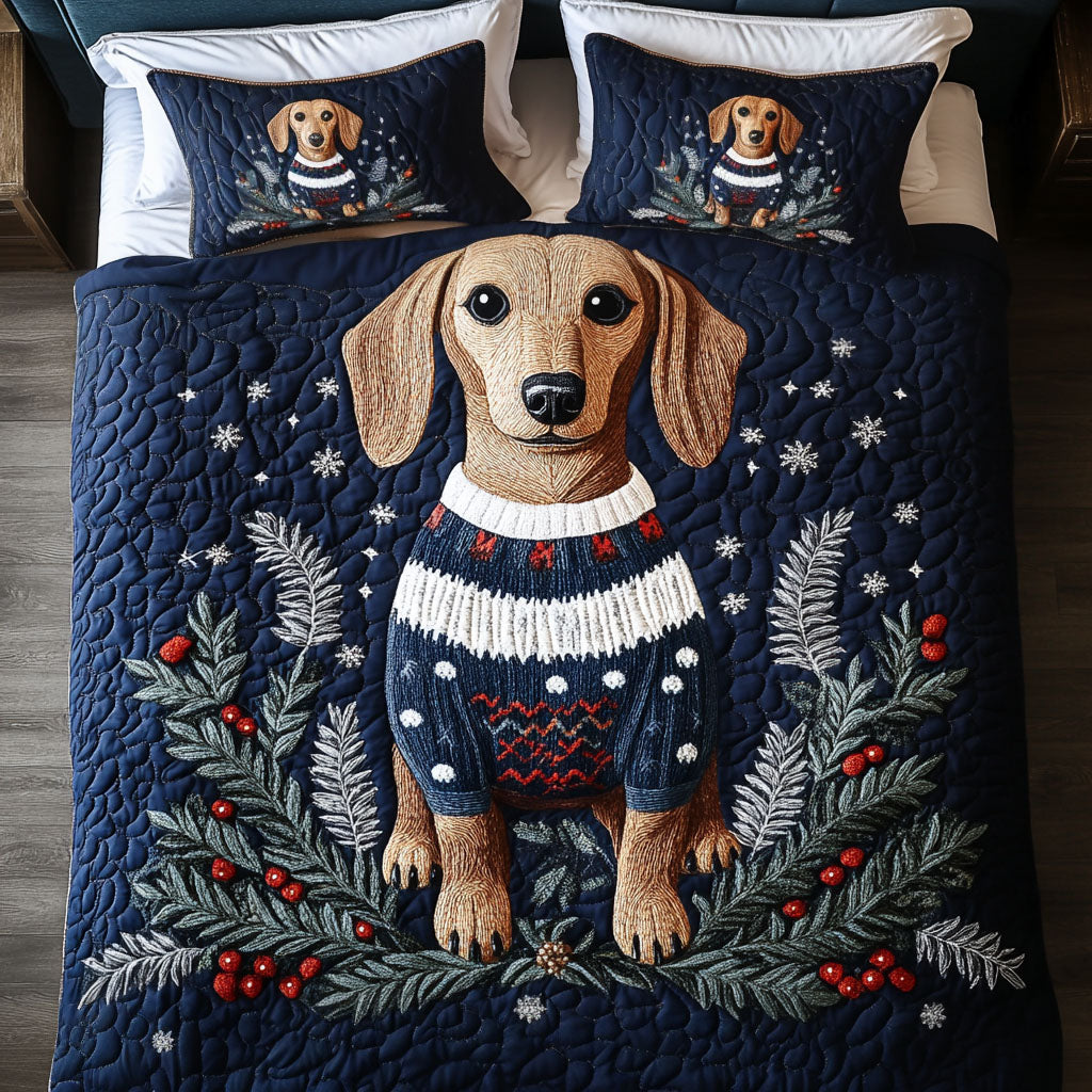 Frosty Hound 3-Piece Quilted Bedding Set NCU0PT2305
