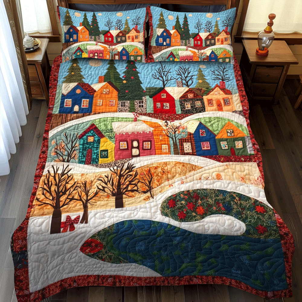 Frosty Morning Comfort 3-Piece Quilted Bedding Set NCU0PD751