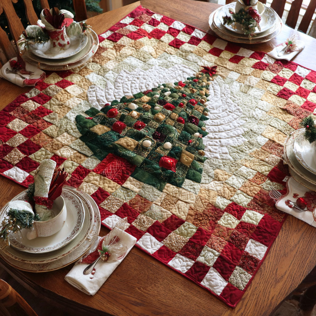 Frosty Tree Quilted Table Topper NCU0NTD218