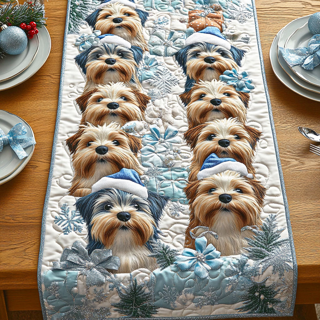Frosty Yorkie Quilted Table Runner NCU0NTD563