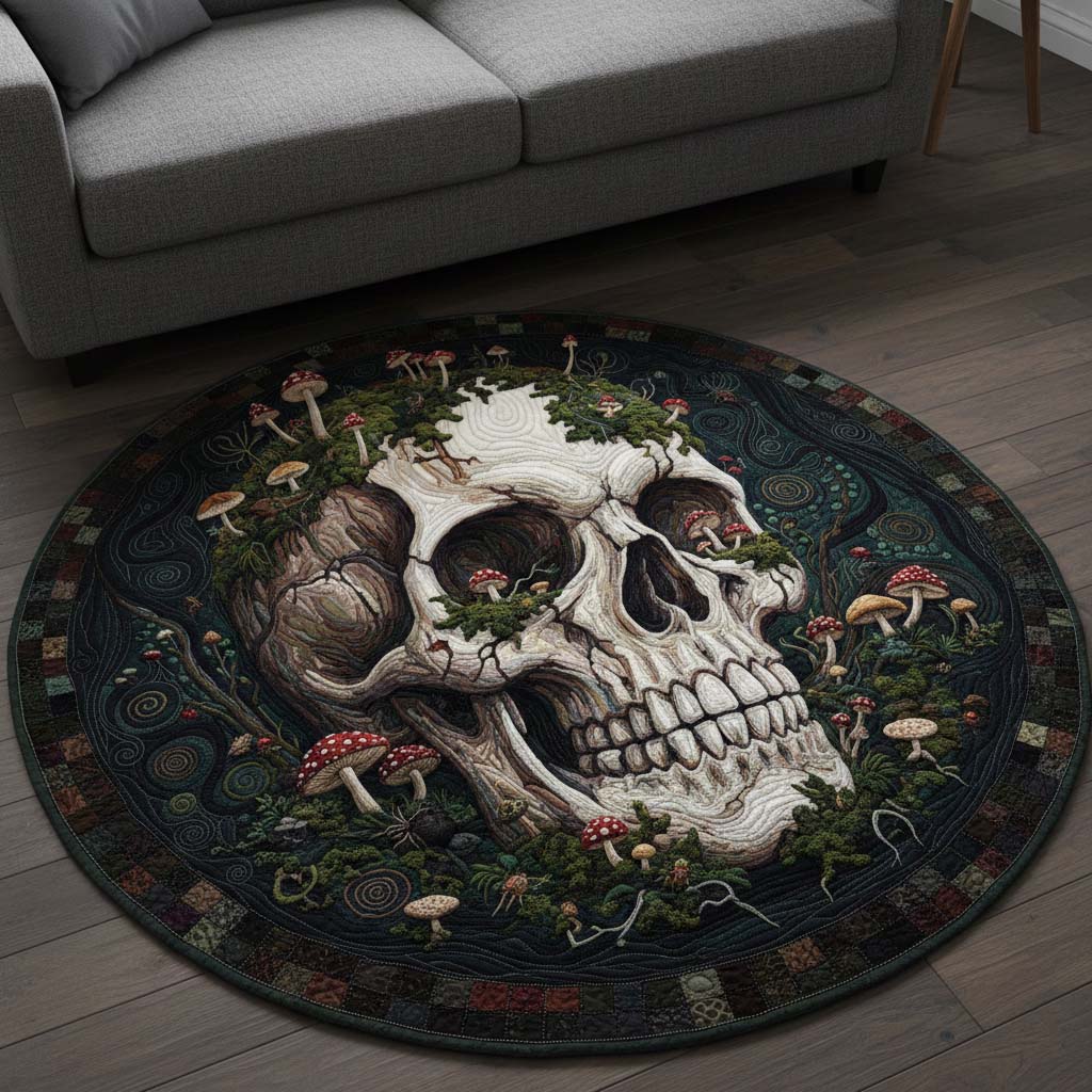 Fungal Skull Quilted Round Mat NCU0NNT2592