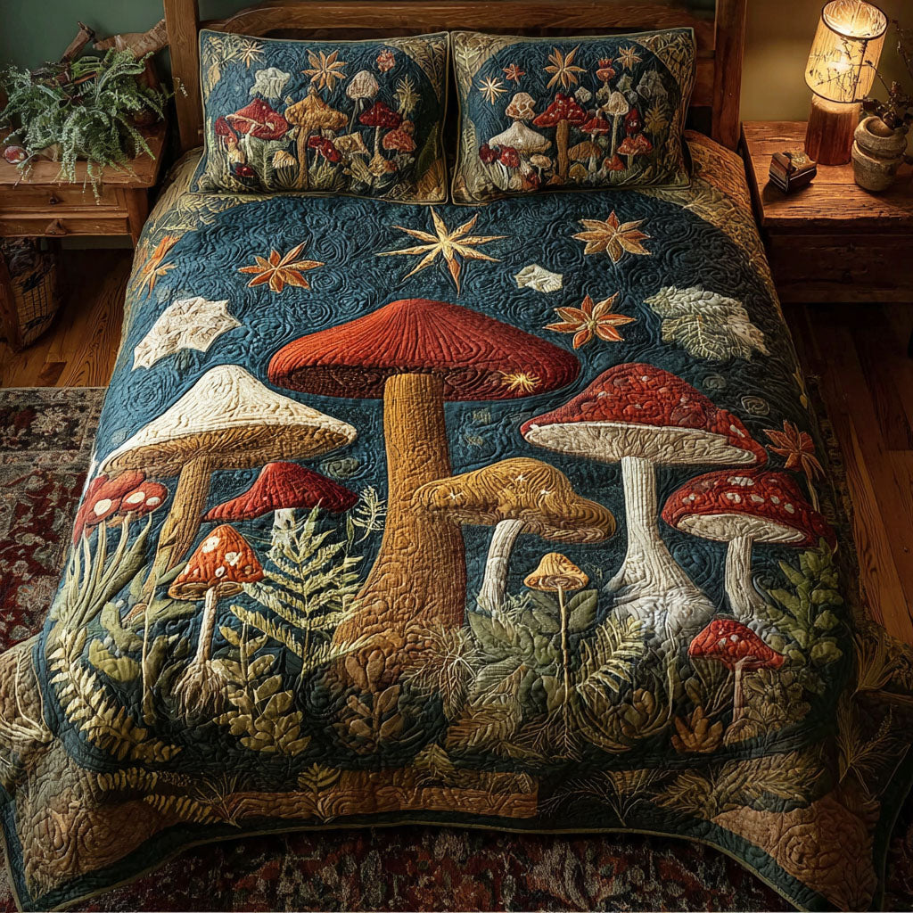 Fungi Fantasy 3-Piece Quilted Bedding Set NCU0PTT2336