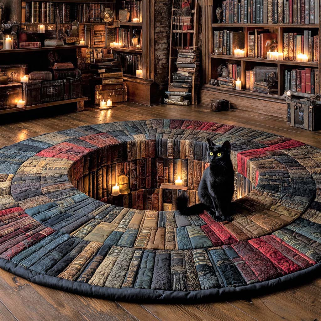 Furry Reads Quilted Round Mat NCU0NNL148