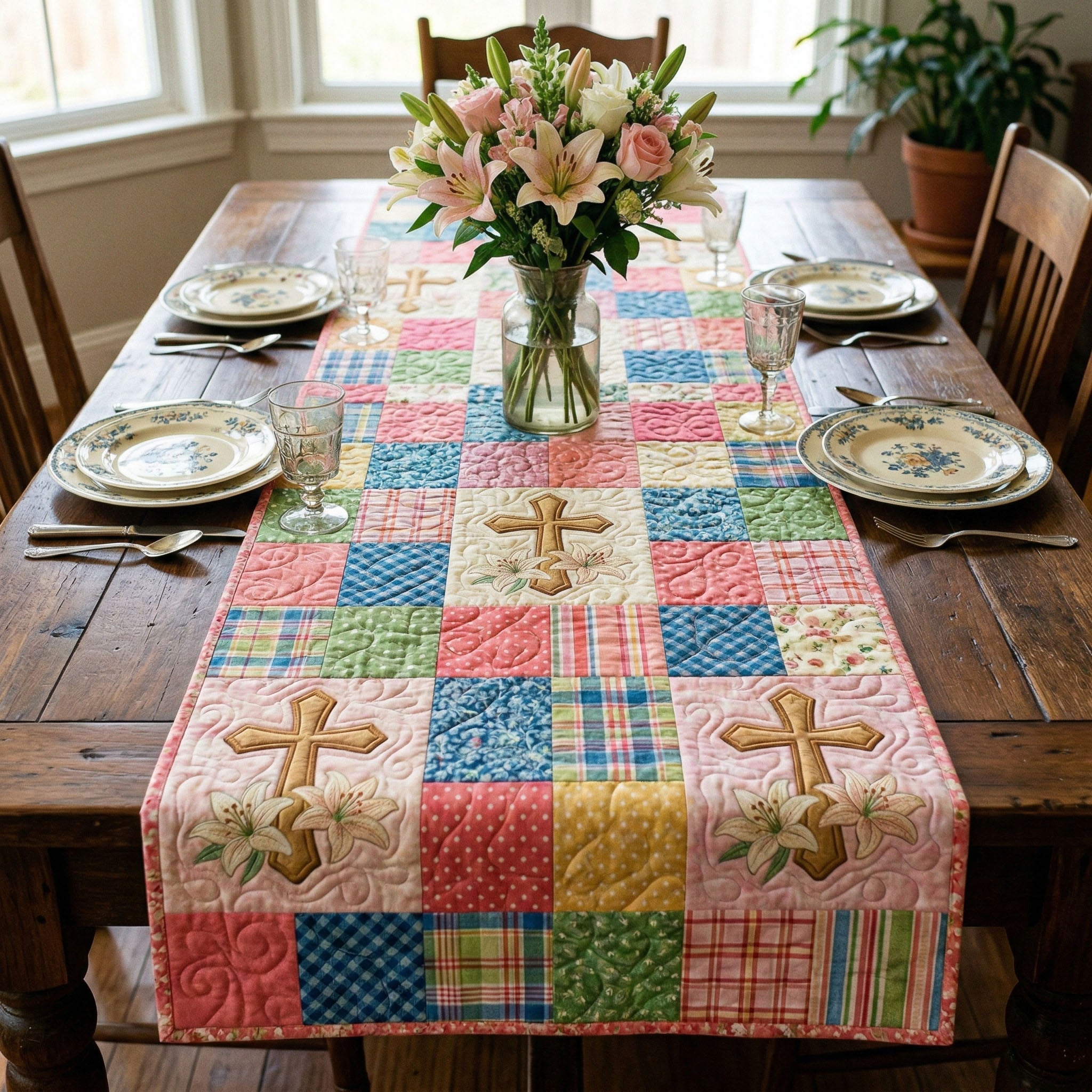 Garden Cross Quilted Table Runner NCU0NNT3039
