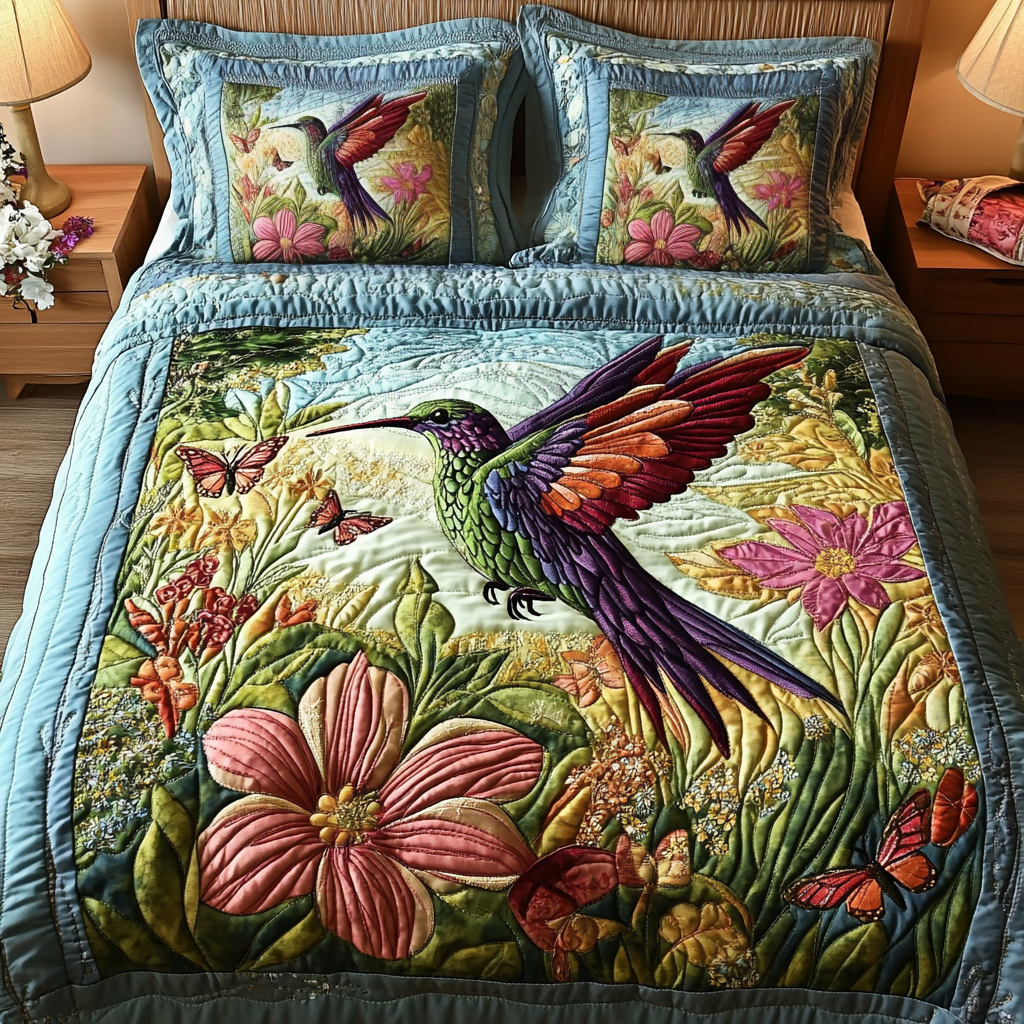 Garden Dancer 3-Piece Quilted Bedding Set NCU0NVH601
