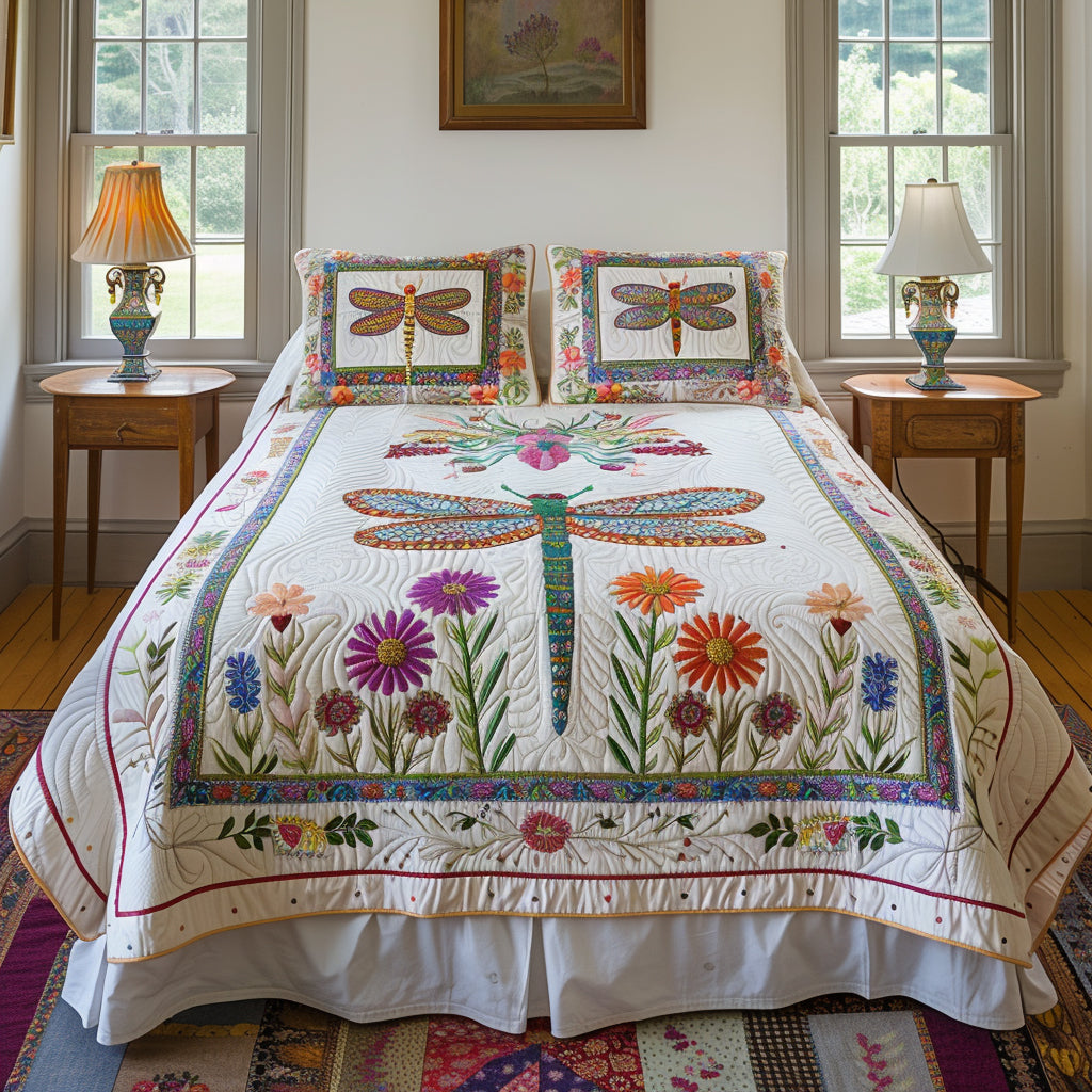 Garden Dragonfly 3-Piece Quilted Bedding Set NCU0DV1539