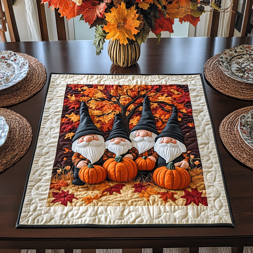 Gathering Gnome Quilted Table Topper NCU0DDK923