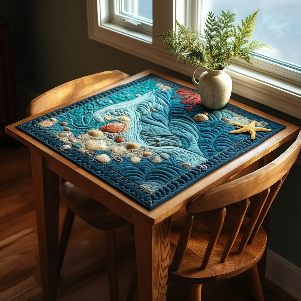 Ocean Deep Quilted Table Topper NCU0HNH383
