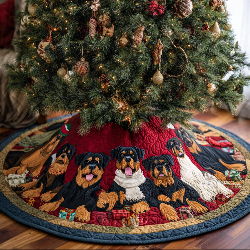 Gentle Rottweiler Christmas Quilted Tree Skirt NCU0DDK1484