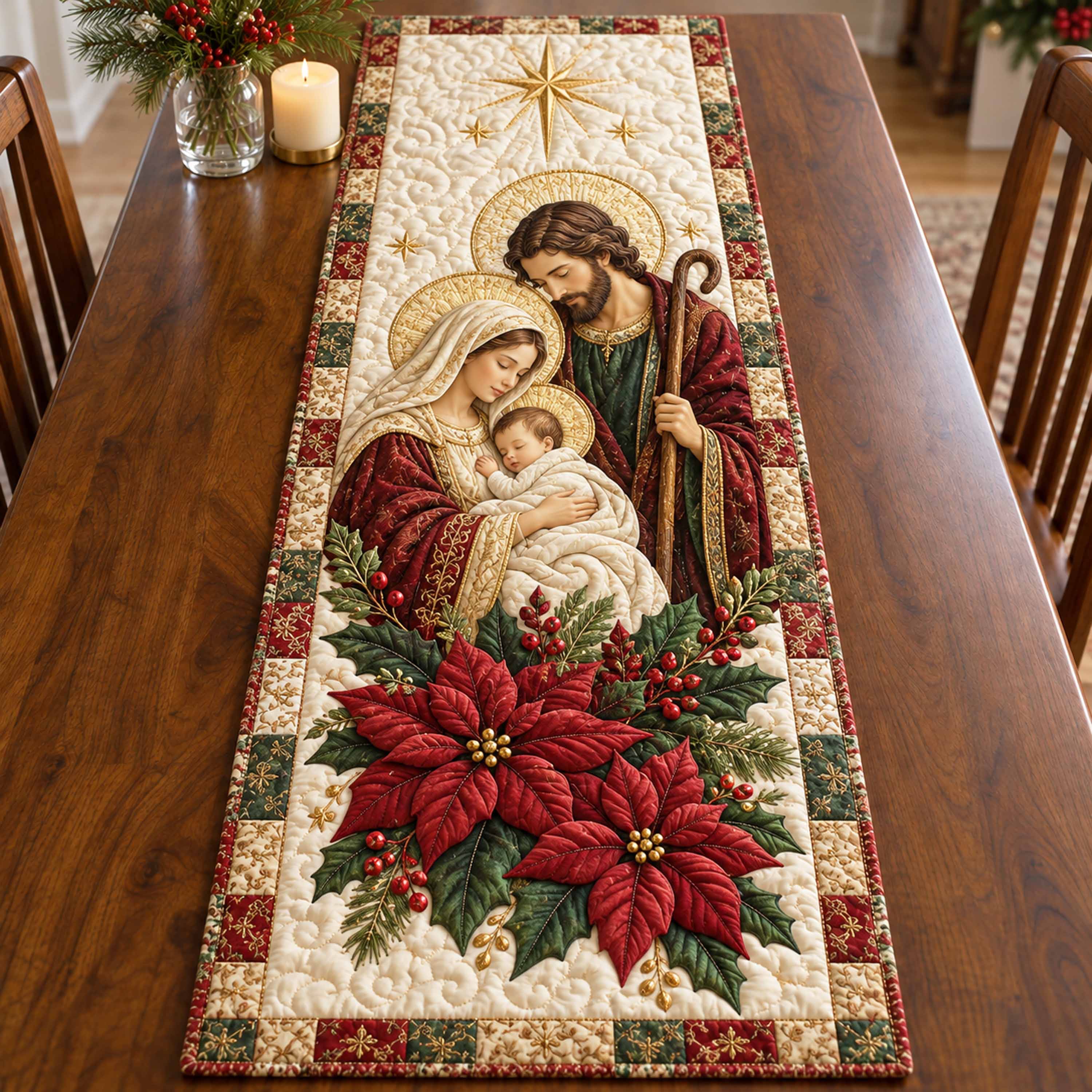 Gentle Star Quilted Table Runner NCU0NTD2331