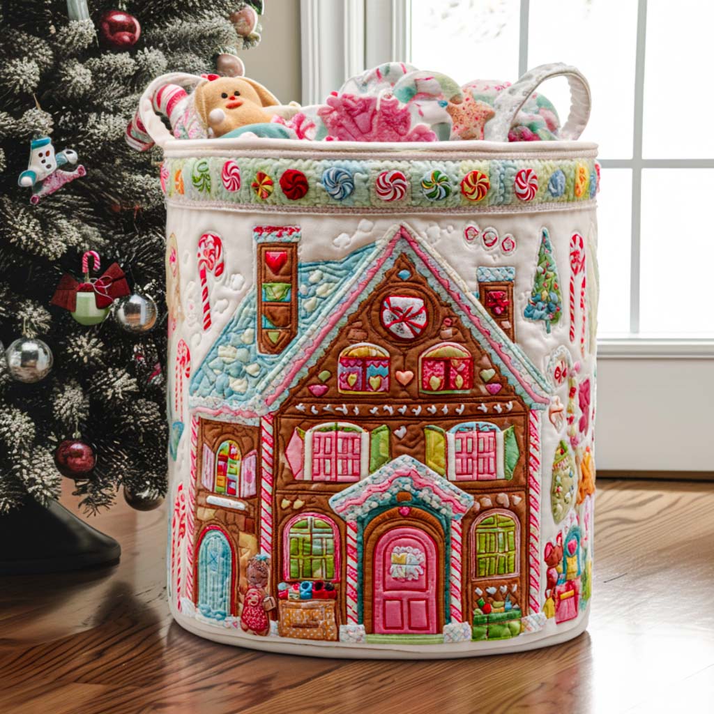 Gingerbread Dreams Quilted Laundry Basket NCU0NNT1563