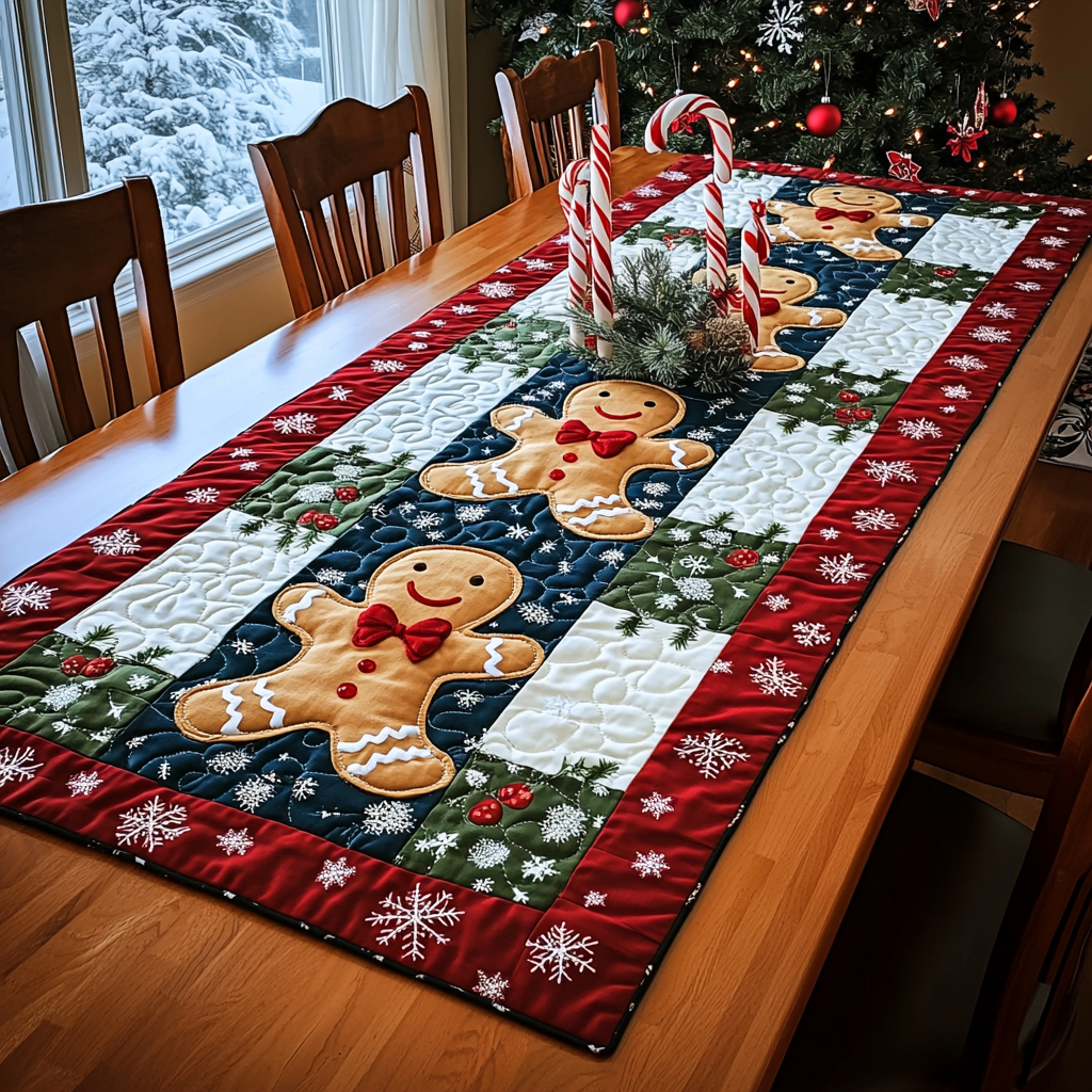 Gingerbread Joy Quilted Table Runner NCU0DDK1346