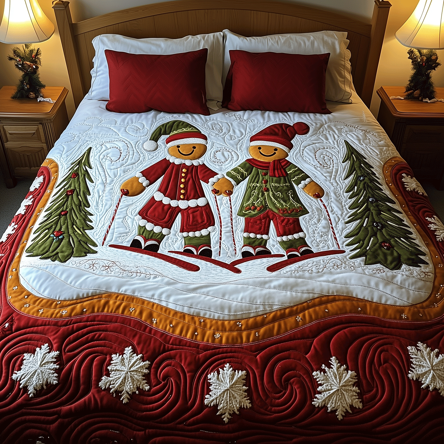 Gingerbread Wishes 3-Piece Quilted Bedding Set NCU0TH2214