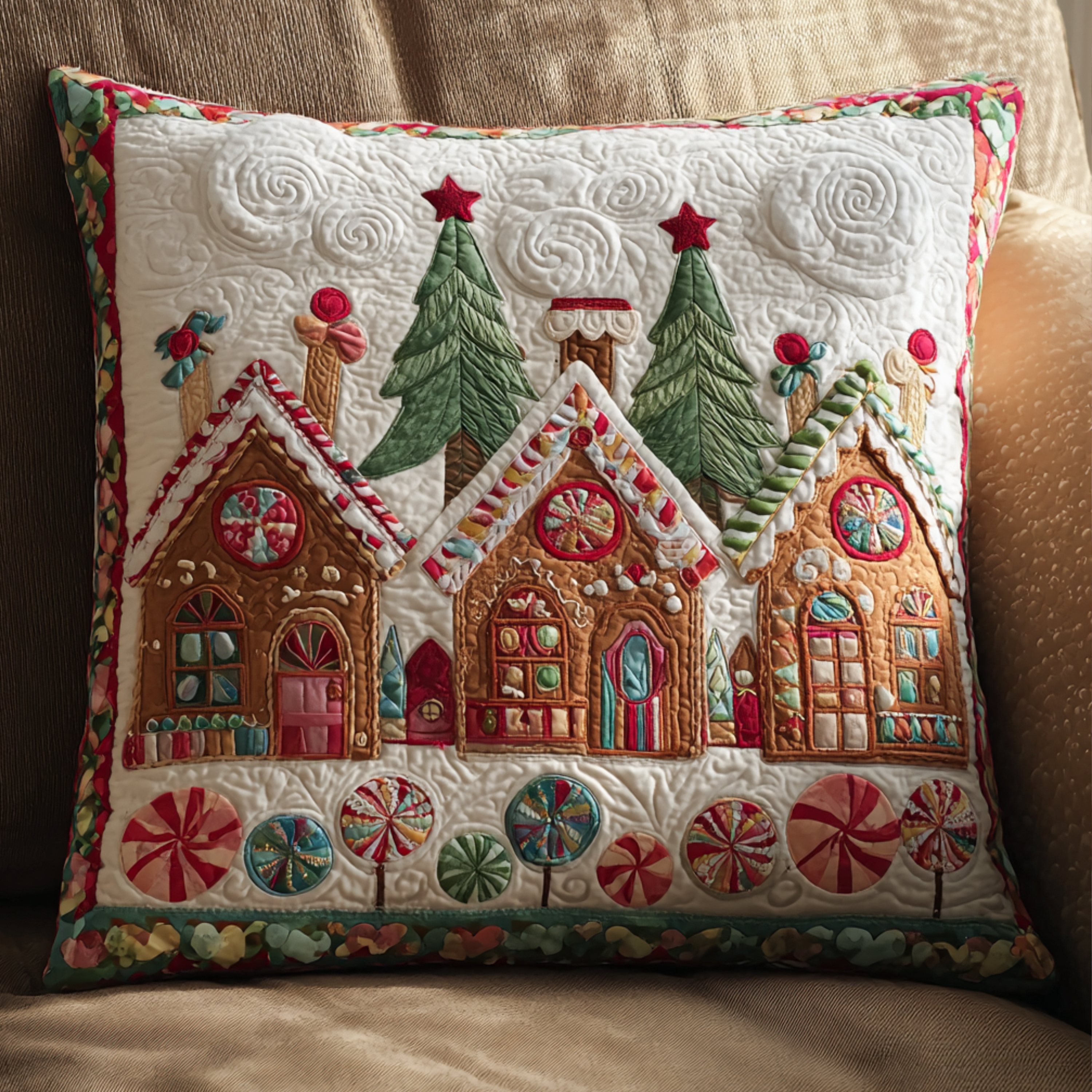Gingerbread Village Joy Quilted Pillow Case NCU0NNT1536