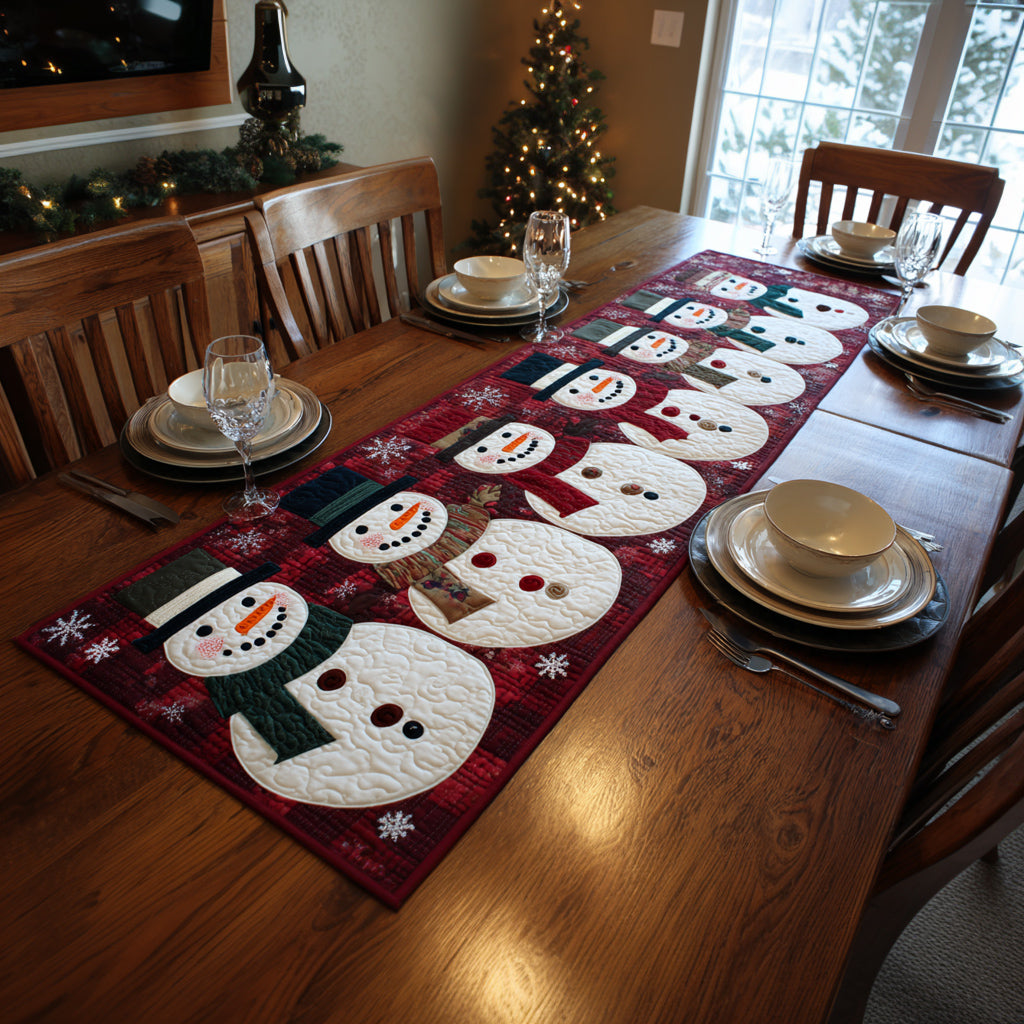Glacier Snowman Quilted Table Runner NCU0HNH624