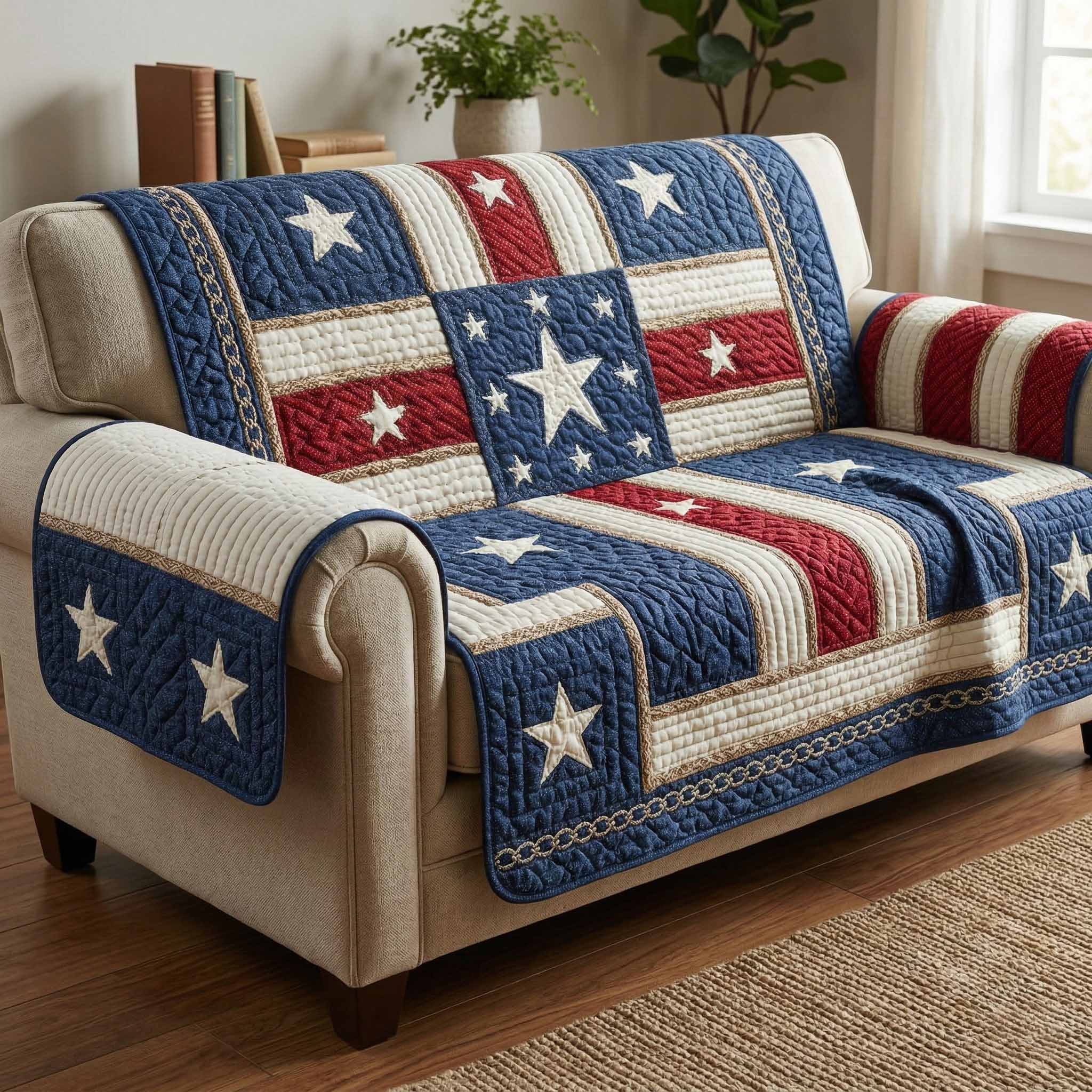 Glory Blocks Quilted Sofa Cover NCU0NXD1639