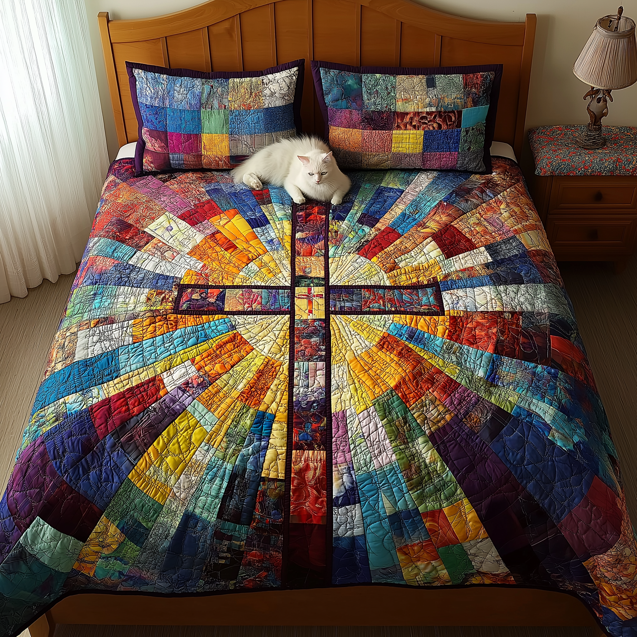 Glowing Cross 3-Piece Quilted Bedding Set NCU0TL1714