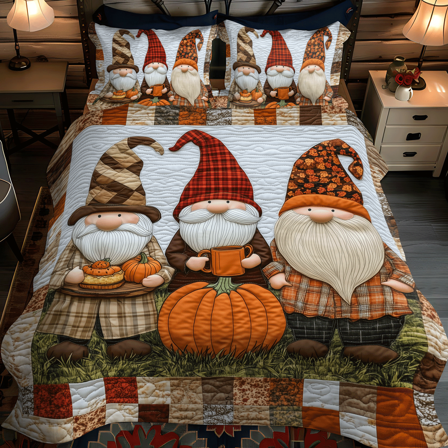 Gnome Grove 3-Piece Quilted Bedding Set NCU0TH1883