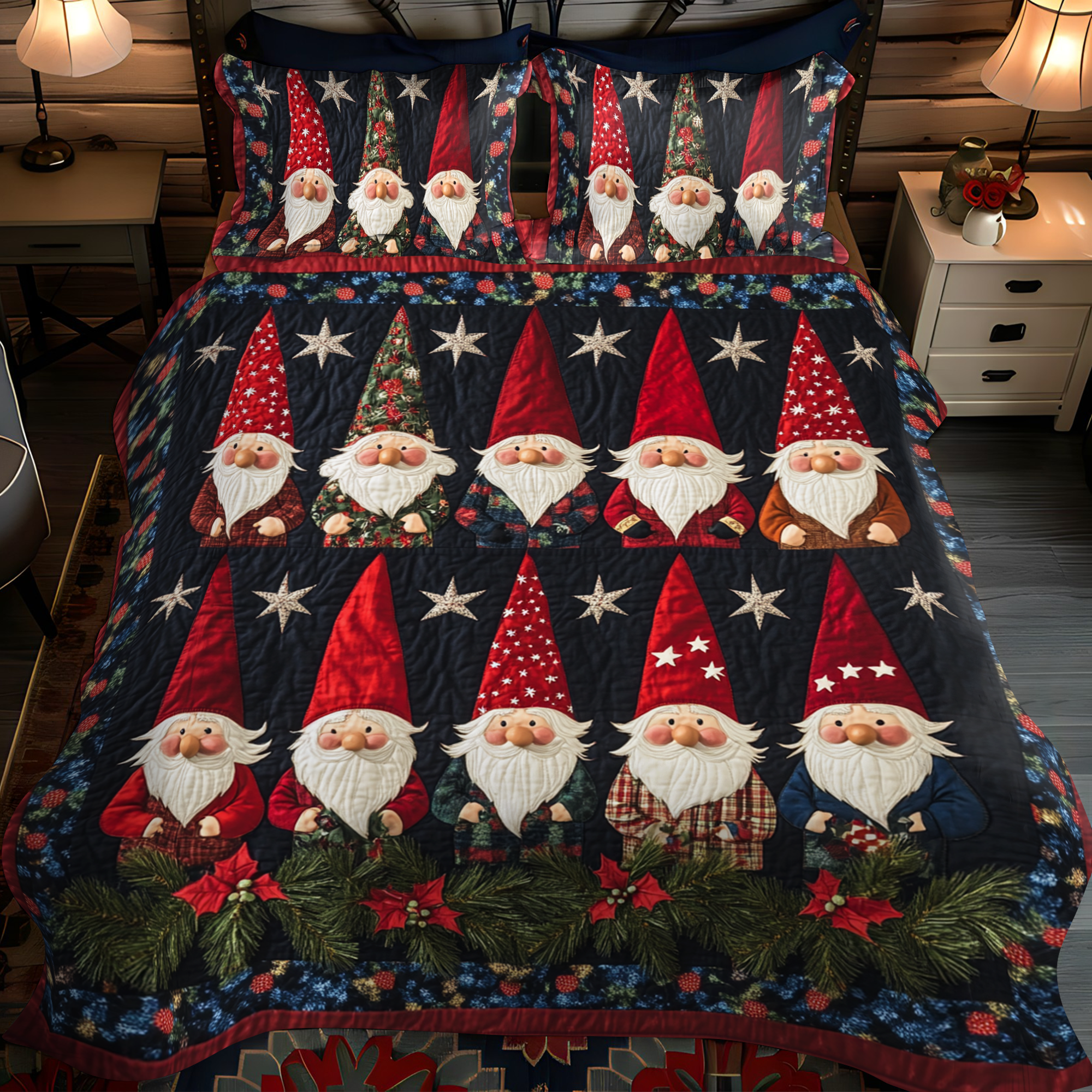Gnome Starry Dream 3-Piece Quilted Bedding Set NCU0VH287