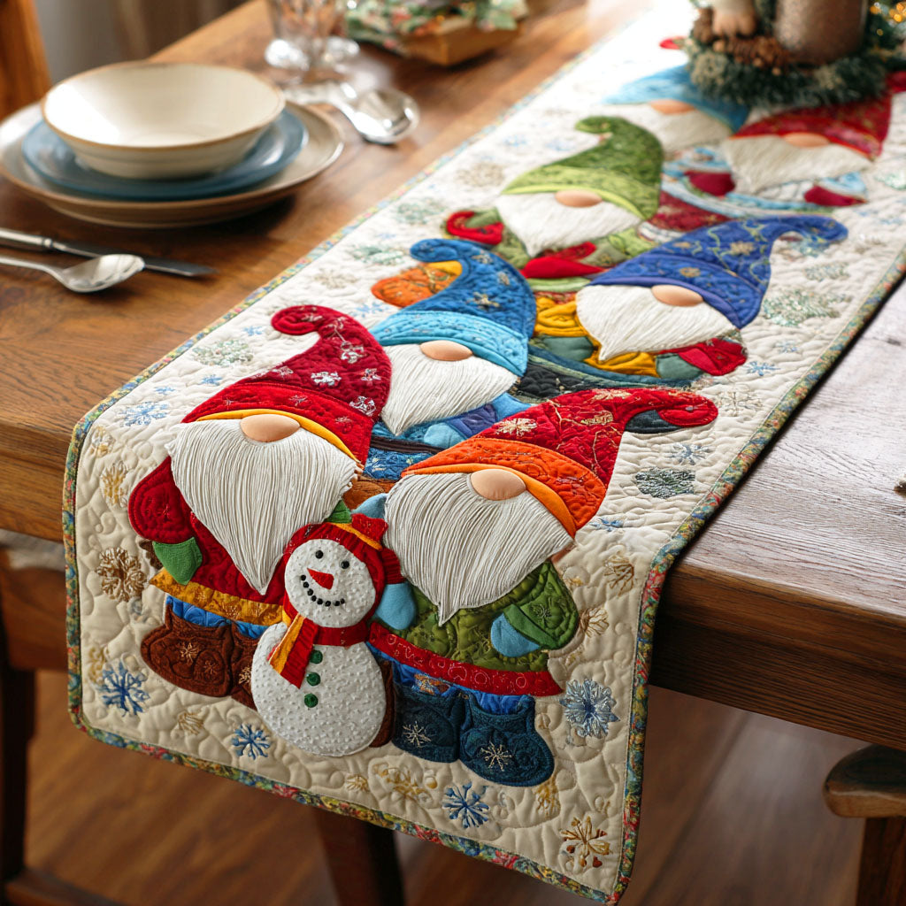 Gnome Winter Cheer Quilted Table Runner NCU0NTD471