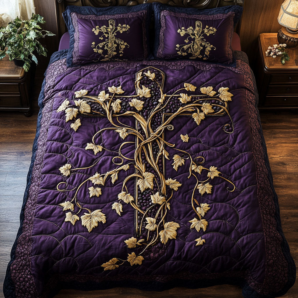 Gold Vine 3-Piece Quilted Bedding Set NCU0NNT228