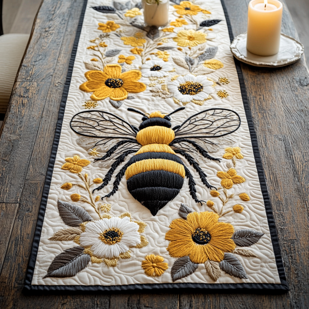 Golden Bee Quilted Table Runner NCU0NVH494