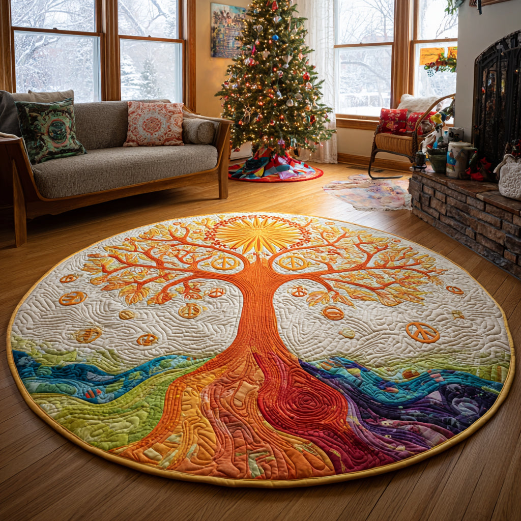 Golden Branches Quilted Round Mat NCU0DV1313