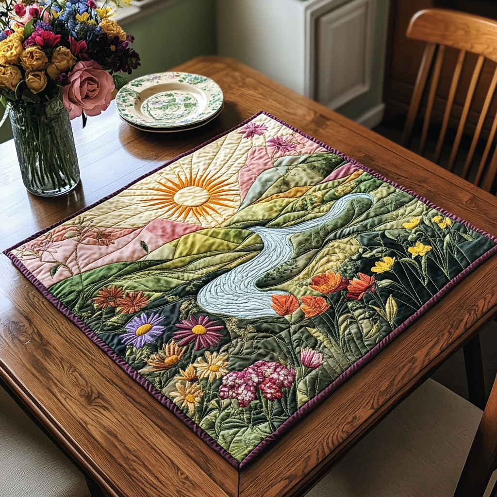 Golden Field Quilted Table Topper NCU0DDK717
