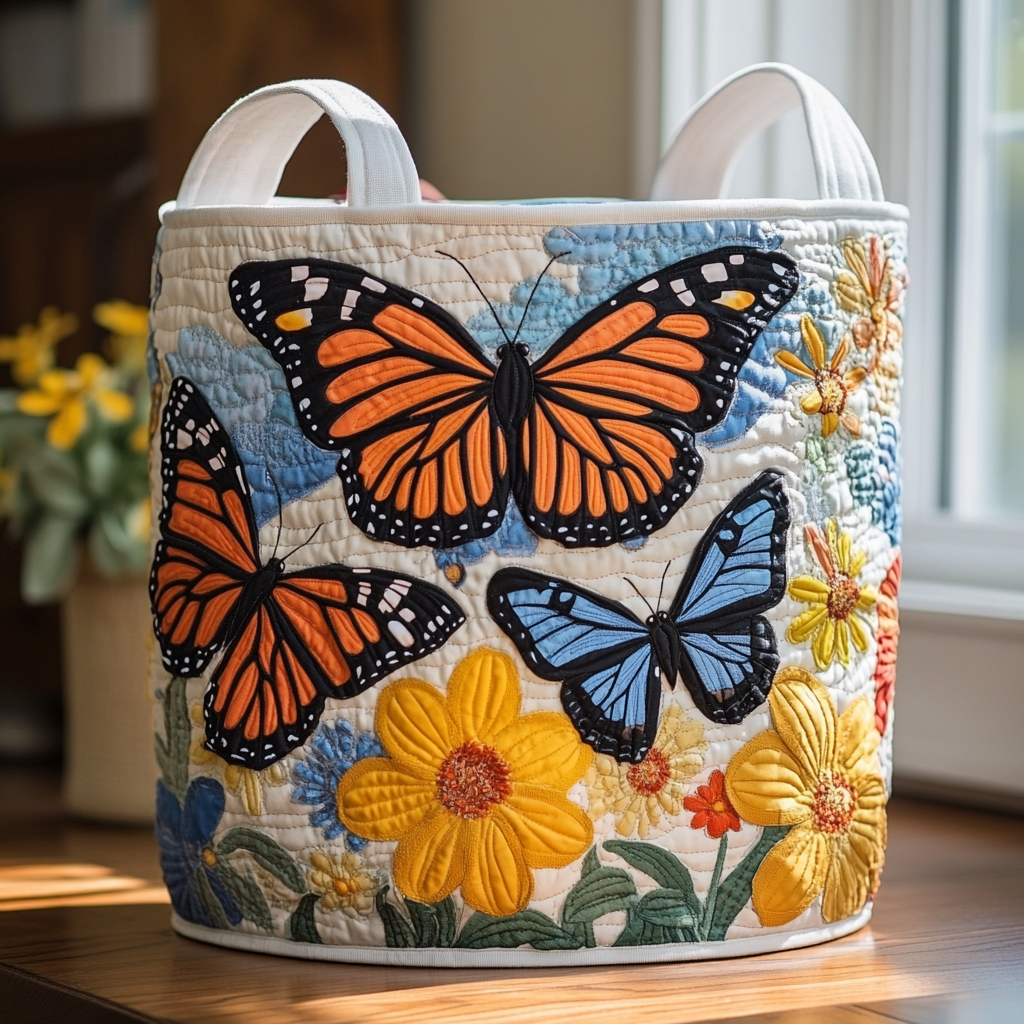 Golden Flutter Quilted Laundry Basket NCU0PVL415