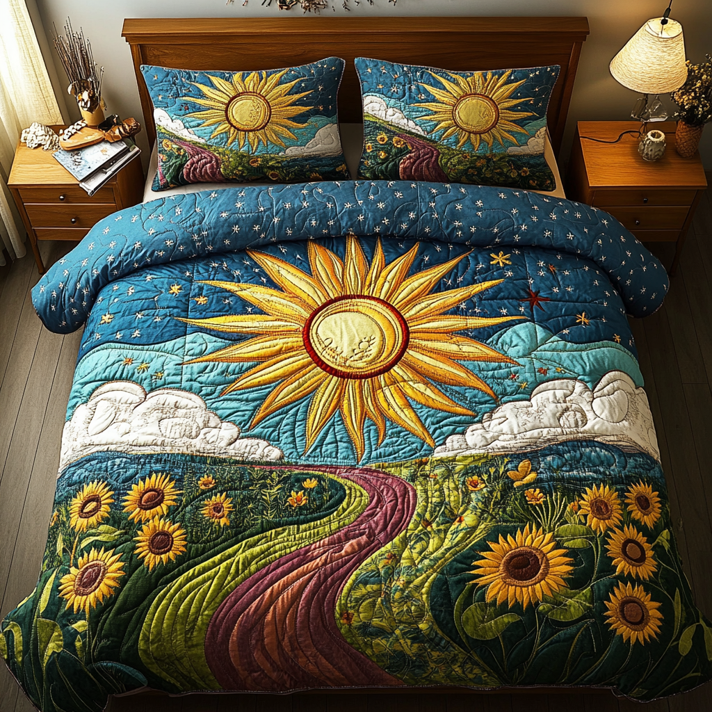 Golden Horizon 3-Piece Quilted Bedding Set NCU0PVL019