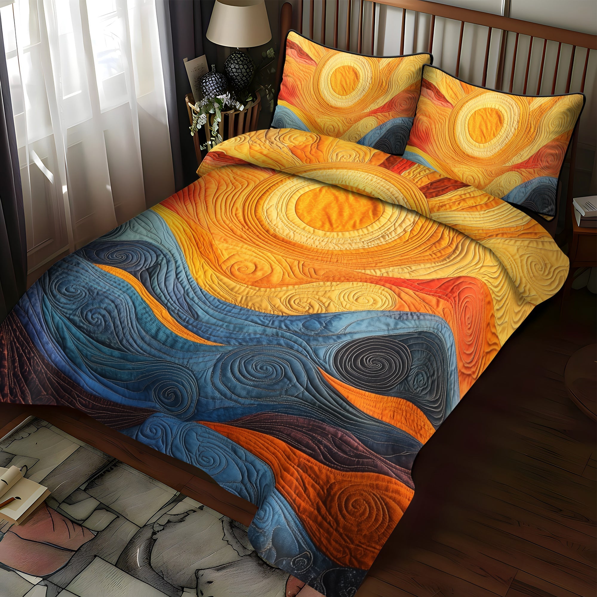 Golden Horizon 3-Piece Quilted Bedding Set NCU0VL776