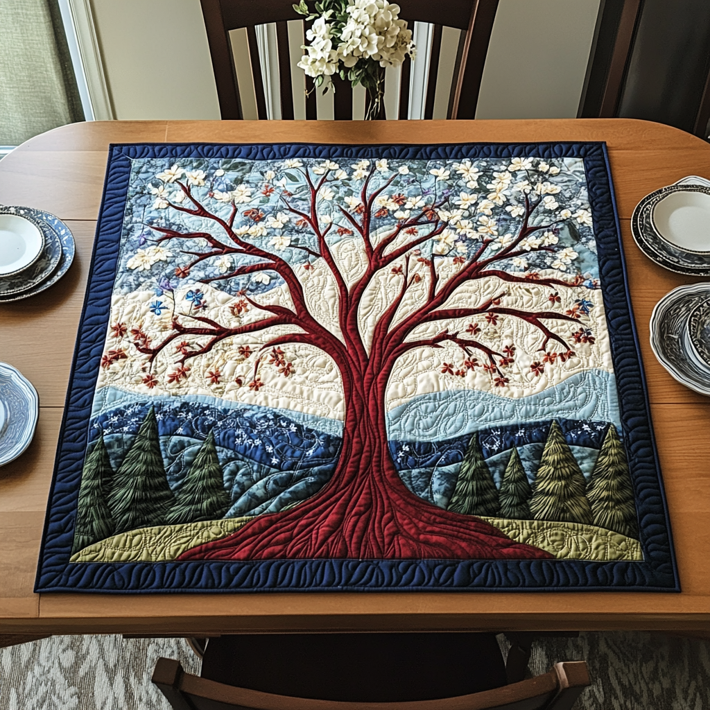 Golden Leaves Quilted Table Topper NCU0DDK647