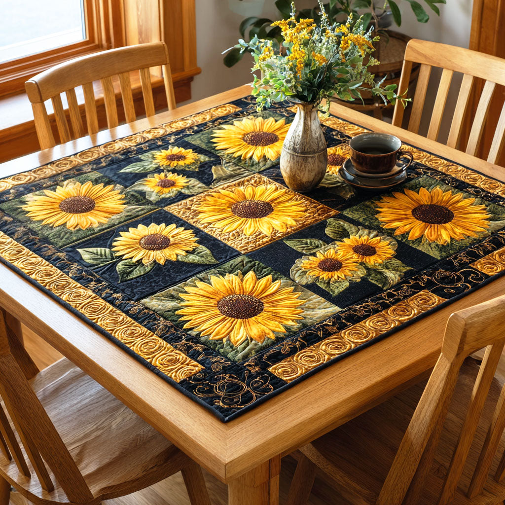 Golden Patch Sunflower Quilted Table Topper NCU0NTD434