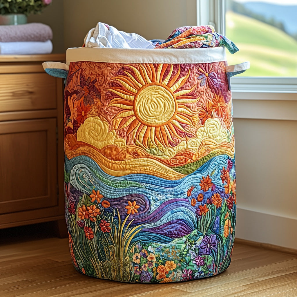 Golden Petals Quilted Laundry Basket NCU0PVL614