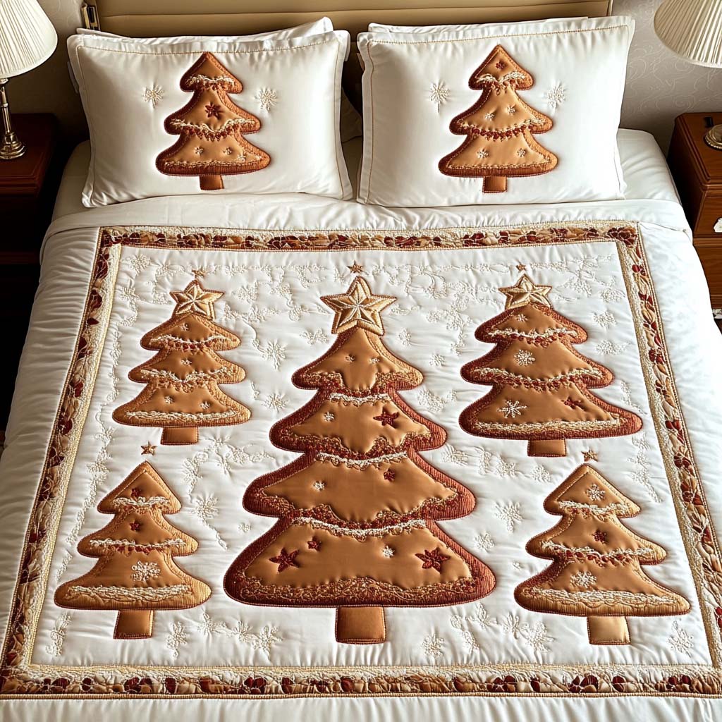 Golden Pines Charm 3-Piece Quilted Bedding Set NCU0NT2176