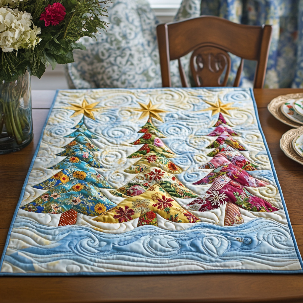 Golden Pines Quilted Table Topper NCU0DDK1109