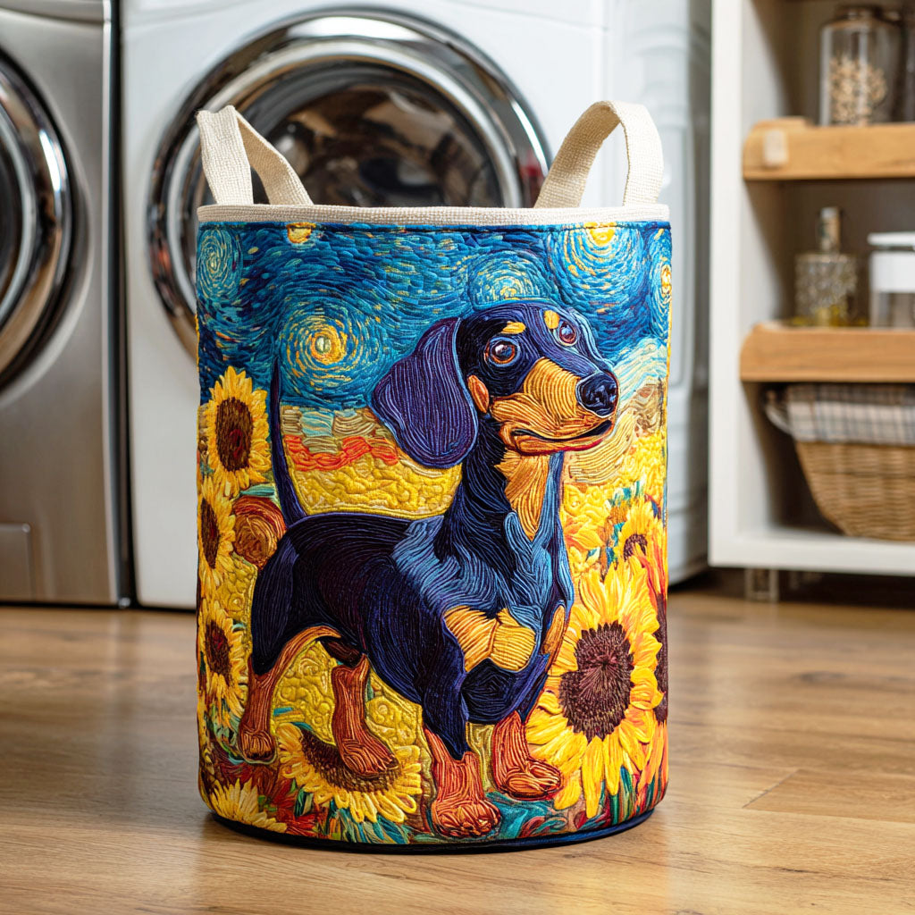 Golden Pup Bloom Quilted Laundry Basket NCU0NTD277