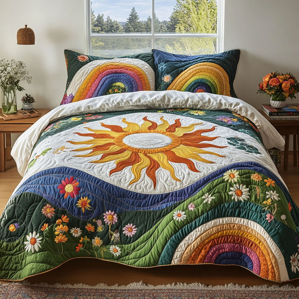 Golden Rays 3-Piece Quilted Bedding Set NCU0PTT266