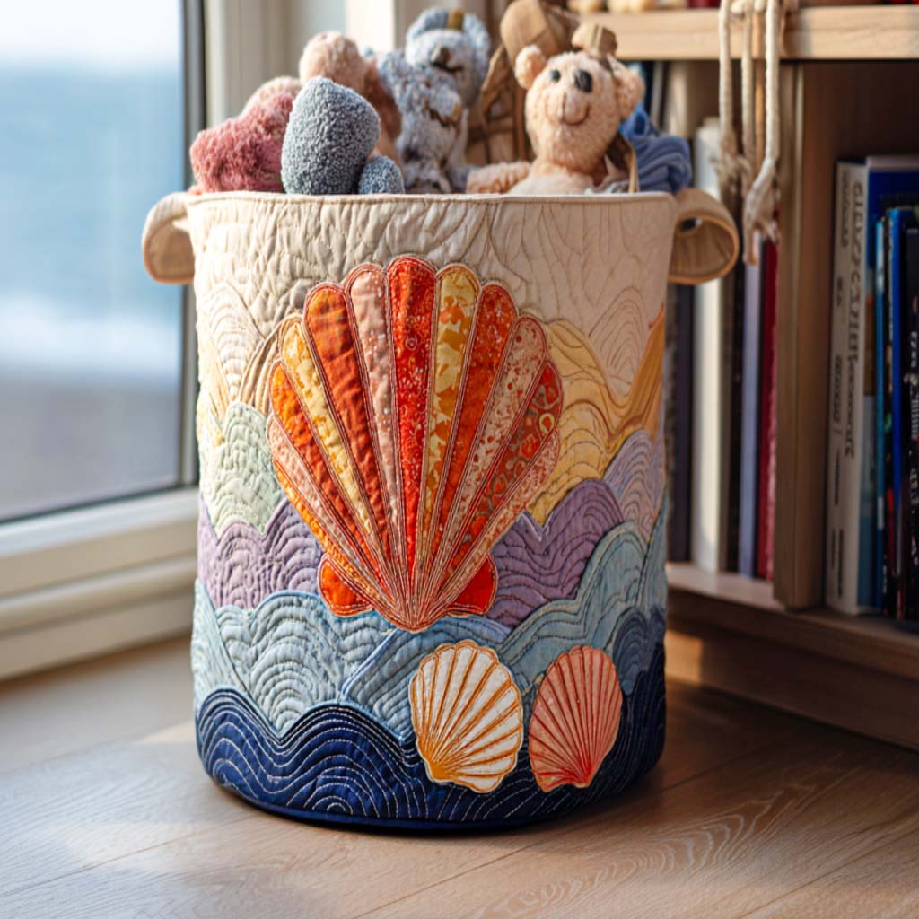Golden Shell Days Quilted Laundry Basket NCU0NNT1269