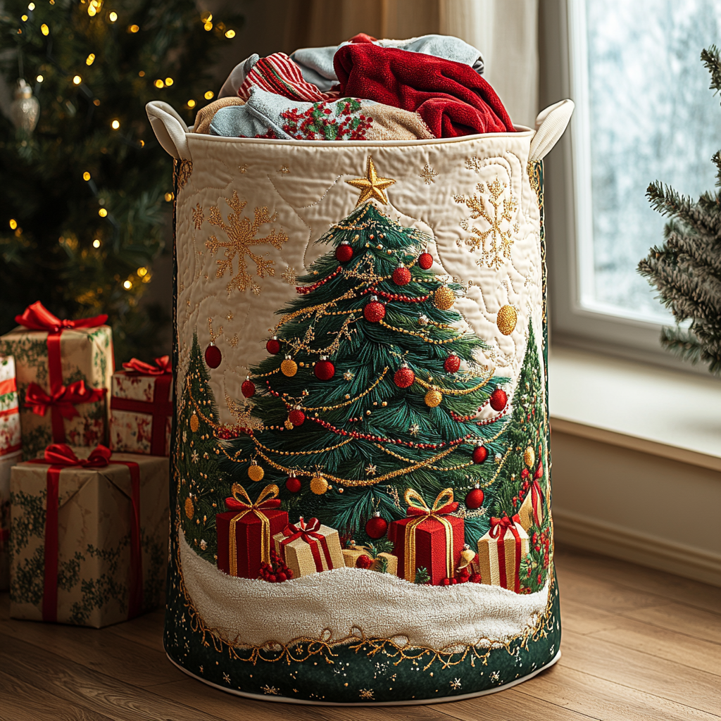 Golden Spruce Quilted Laundry Basket NCU0DDK1352