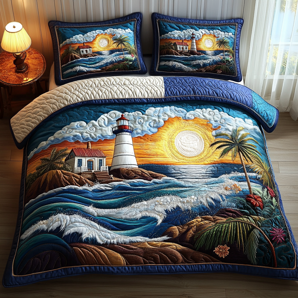 Golden Surf 3-Piece Quilted Bedding Set NCU0PVL342
