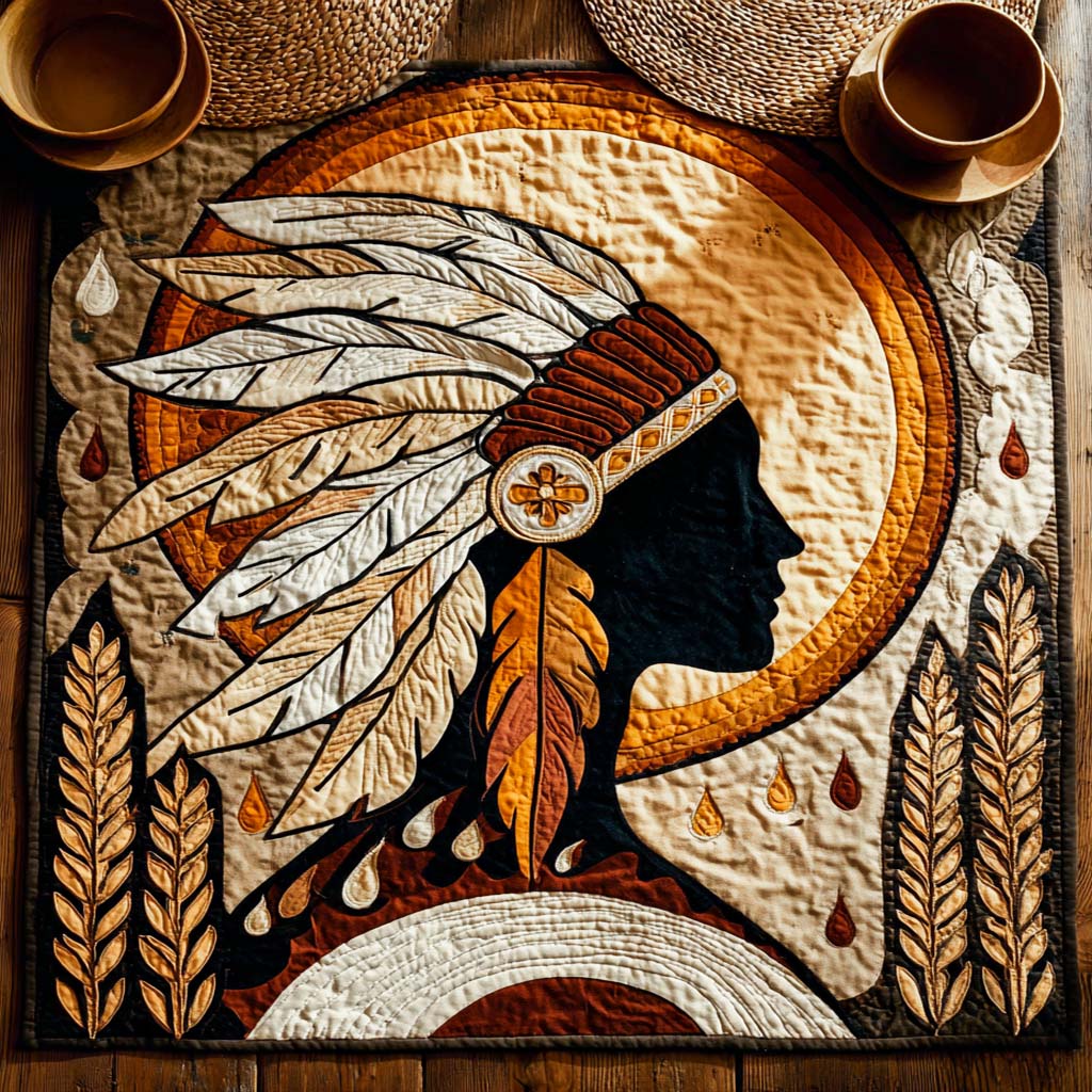 Golden Tribe Spirit Quilted Table Topper NCU0NXD104